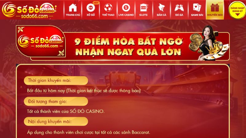 Thông tin về 9 điểm hòa bất ngờ nhận ngay quà lớn Sodo66